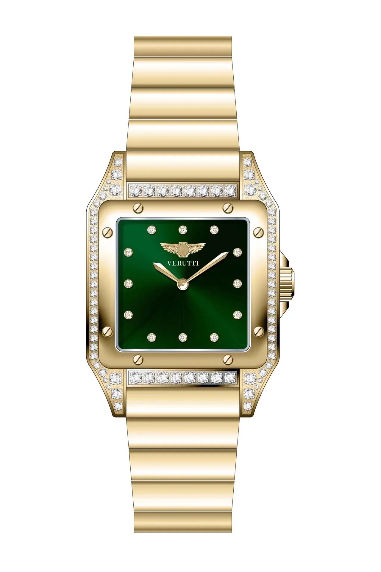 Verutti Luxury Women’s Watch in gold and green , Model VR-1045-1