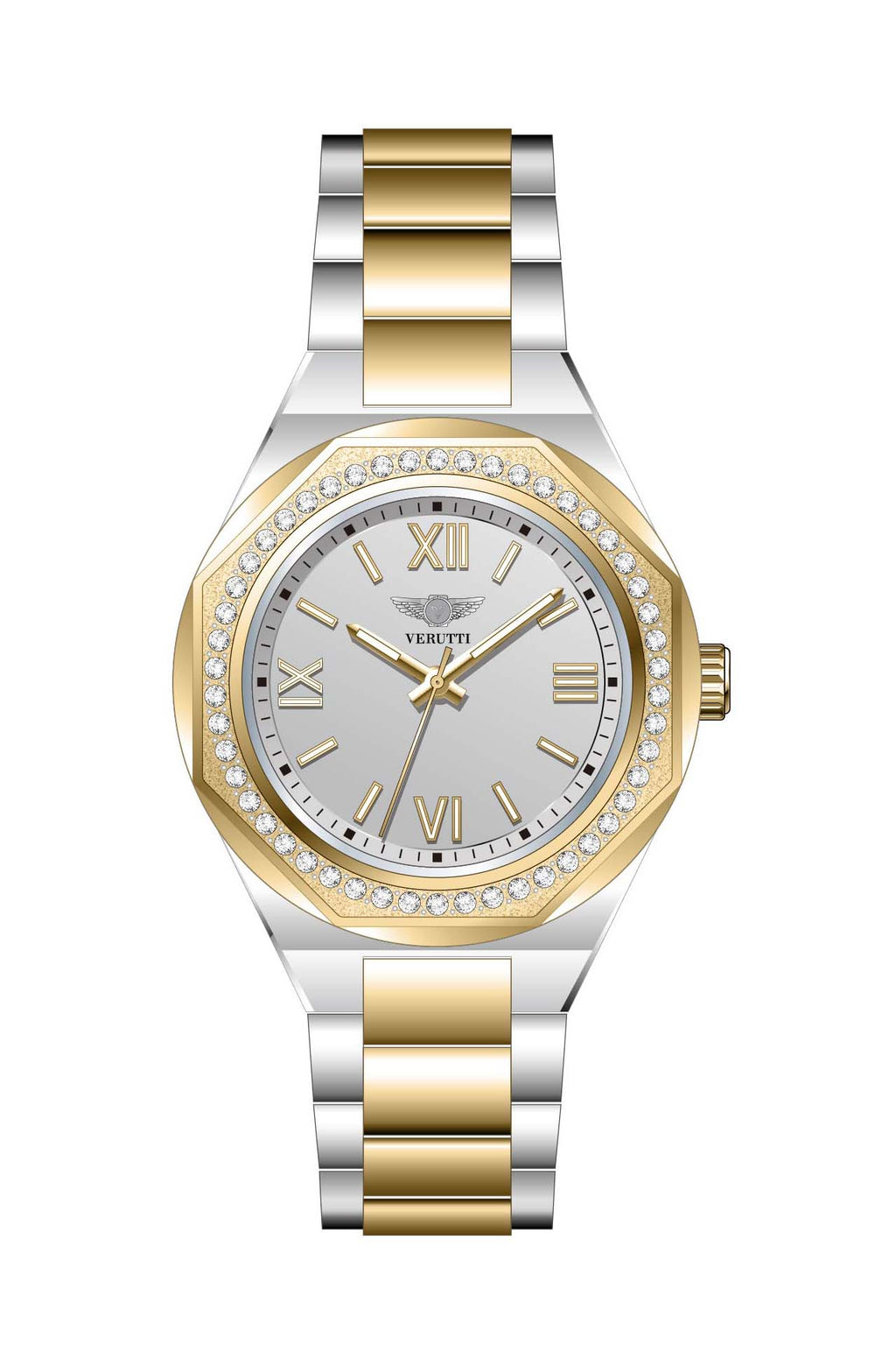 Verutti Women’s Luxury Watch  Two-Tone Stainless Steel with Crystal-Set Bezel