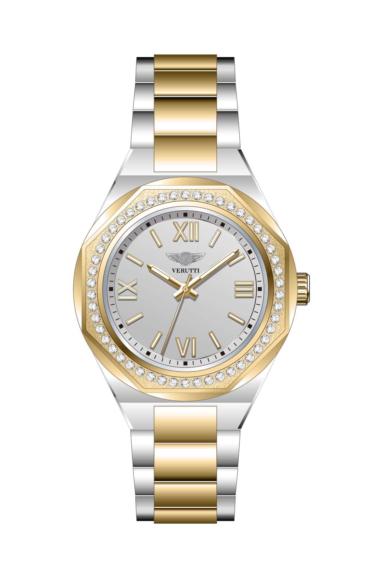 Verutti Women’s Luxury Watch  Two-Tone Stainless Steel with Crystal-Set Bezel