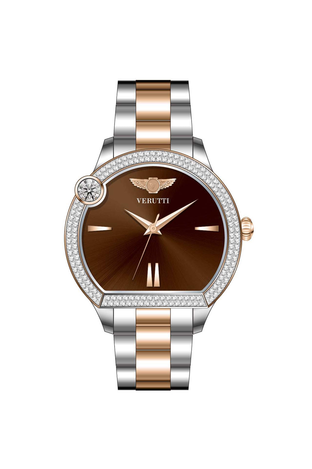 Women’s Luxury Watch VR-1044-1 – Two-Tone Stainless Steel &amp; Brown Dial