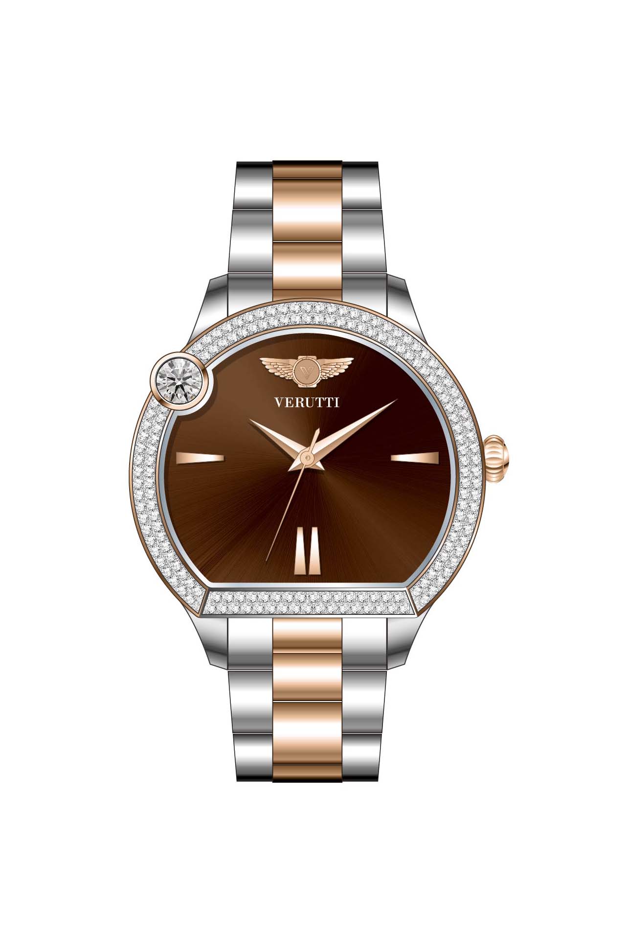 Women’s Luxury Watch VR-1044-1 – Two-Tone Stainless Steel &amp; Brown Dial