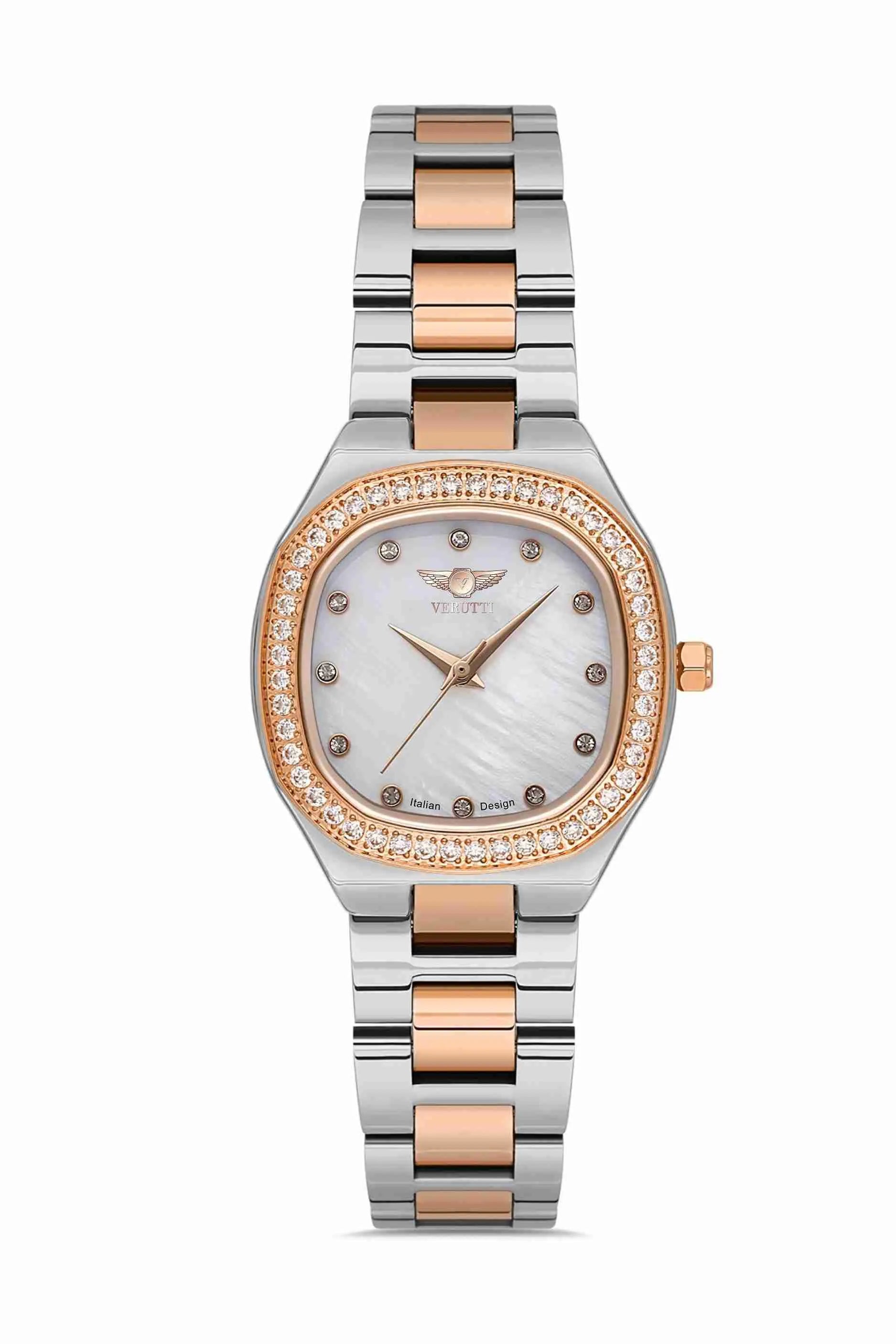 Women’s Luxury Watch – Verutti VR-1007-1 - Pearl Rose Edition
Two-Tone Bracelet & Pearl White Dial